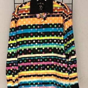 Steven land dress shirt polka dot multi color  M
